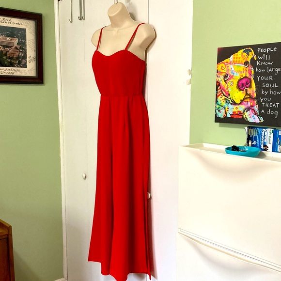 Nasty Gal Jumper Wide Leg Sweetheart Neckline Red Women's Large - Picture 8 of 14